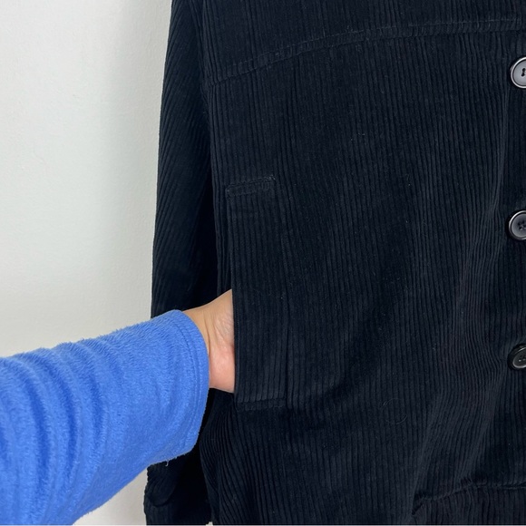 Charlie Joe Black Lexus Ribbed Corduroy Chore Jacket 100% Cotton Boxy M - Picture 8 of 12